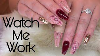 Watch Me Work: Acrylic 3d Flower Nail Art | Bridesmaids Nails