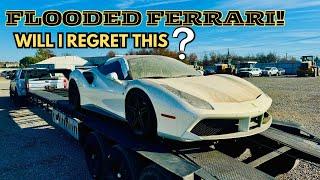 Buying A Hurricane FLOODED Super Car At AUCTION! Ferrari 488 Rebuild!