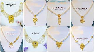 Gold Pearl Necklace Designs With Price //Gold Pearl Jewellery Design||