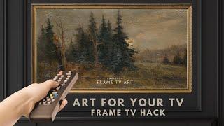 2hr Vintage TV Art Screensaver. Dark Moody Forest Landscape Painting. Gold Framed 4K Frame TV Hack.