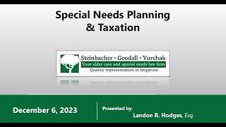 Special Needs Planning & Taxation