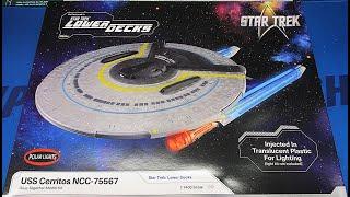 ALL NEW KIT! Star Trek Lower Decks USS Cerritos 1/1400 Scale Model Kit Review Decals Lighting Stand