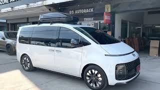 Hyundai Staria กล่องวางของบนหลังคารถ thule roofbox touring L + แร็คหลังคา ตรงรุ่น