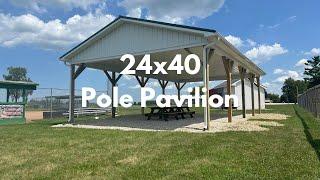 24x40 post frame pavilion with coil stock trim and liner panel ceiling