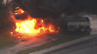 ONLY ON NEWS 4: Multiple explosions erupt after massive wreck involving 18-wheeler
