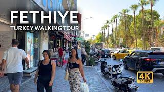 Fethiye, Turkey street walking tour 4K 60 FPS | Old town street walk, Fethiye marina and Bazaar