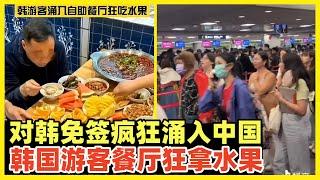 对韩国免签后涌入海量韩国人！他们占领中国各大旅游景点！自助餐厅疯狂拿水果！韩国精神分裂，一边嘴犟永远不去中国，一边身体诚实疯狂往中国跑，吃喝玩乐不亦乐乎！小西八需要在中国见见世面！