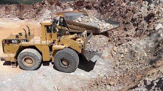 Caterpillar 992C Wheel Loader Loading Caterpillar 777F Dumpers On Aggregate Quarry - Interkat SA