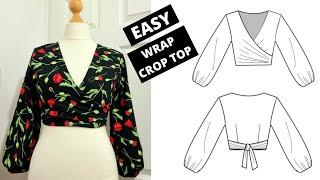 How to Draft a Crop Wrap Top Pattern | Front Tie Crop Top | Pattern Drafting | Sewing Pattern