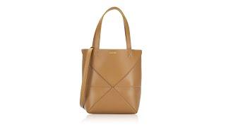 Loewe Shiny Calfskin Puzzle Fold Mini Tote Warm Desert