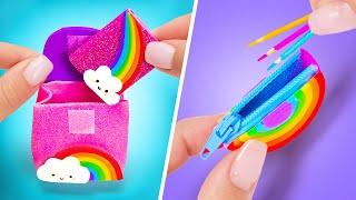  DOLLS ARE BACK TO SCHOOL || Rainbow Mini Crafts