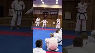 Toyama-Sensei demonstrates kata jion under the watchful eye of Yamaguchi-Sensei