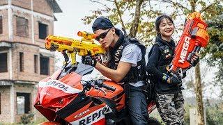 LTT Game Nerf War : Winter Warriors SEAL X Nerf Guns Fight Criminal Group Rocket Moto Bay