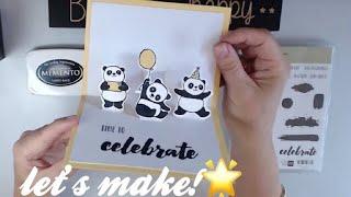 Pop Up Pandas CardStampin"Up!  Adorable Elevation! How to make a pop up card.