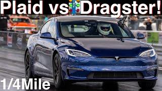 Dragster vs Plaid! 1/4Mile! NEW WHEELS & TIRES! Camaro on Slicks! 440ci Nitrous Nova! 4 Races in 4K!