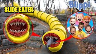 Drone Catches SLIDE EATER EATING BLIPPI, VLAD AND NIKI, KIDS DIANA SHOW, RYAN’S WORLD AT PLAYGROUND!