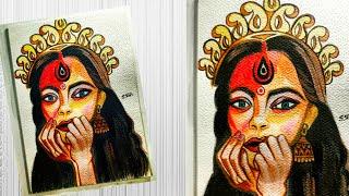Durga Maa Watercolor painting / Maa Durga Painting / Shyamli S Gupta Art