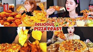 MUKBANGER Having  ULTRA-CHEESY|| NO TALKING ||BIG BITES ASMR#pizzaasmr, #asmr, #pizzabites, #pizza