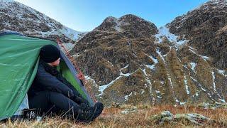 Winter Camping at a Hidden Lochan in the Mountains