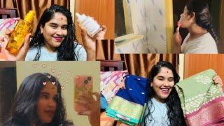 Daily vlog: saree shopping in Bangalore|daily routine ,best hair serum||Dee vlogs Kannada ||