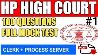 Hp High Court Clerk 100 Questions Mock Tests || Hp High Court Process Server 100 Model Test Paper