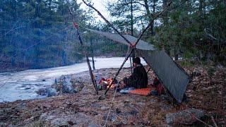 Solo Camping in the Rain - Backcountry Calzone Mukbang