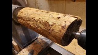 Halb Stamm, halb Flasche Drechselvideo/ Half log, Half bottle woodturning