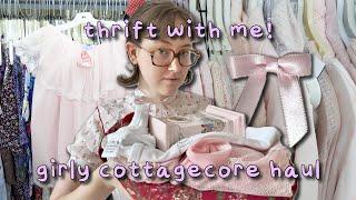 end of summer girly cottagecore thrift with me & thrift haul feat. david  grandmacore, dollette