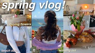 SPRING VLOG  beach days, cleaning, working out, buying flowers, new makeup, etc!