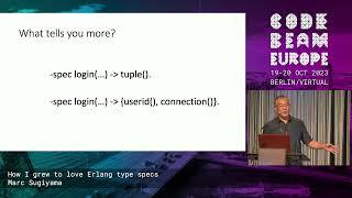 How I grew to love Erlang type specs - Marc Sugiyama | Code BEAM Europe 2023