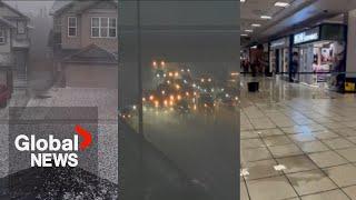 Alberta storms: Calgary airport terminal damaged as hail, heavy rains hit city