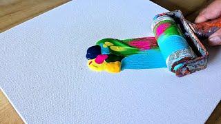 Easy Acrylic Painting Technique / Colorful Abstract Painting / Using Rubber Roller
