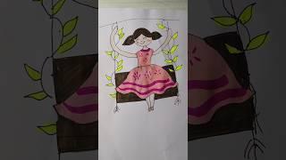 how to draw a girl #youtubeshorts #kavyaandmummy #art #drawing #easydrawing
