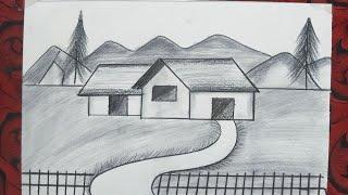 House Drawing | Scenery Drawing | Scenery Drawing Easy | House Scenery Drawing | Nature Drawing