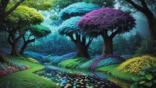 Soothing Journey to World of Tranquility and Peace - Contemplate Magical Forest With Sound of Rain