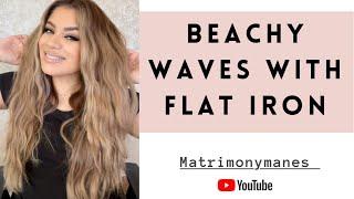 How to curl beachy waves with Flat Iron |  #beachywaves #Flatiron #longhairstyles #hairtutorial