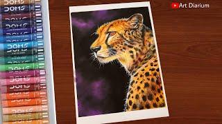 How to Draw a Cheetah with Oil Pastel | Step-by-Step Tutorial