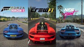 Forza Horizon 4 Vs NFSH Vs The Crew 2: Engine Sound Comparison Porsche 918 Spider