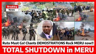 Kimeumana‼️TOTAL SHUTDOWN in MERU as ANGRY Gen Z chant RUTO MUST GO blocking ROADS police interfere