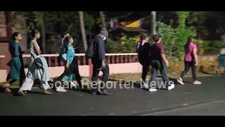 Goan Reporter News: Devotees Walking along Old Goa-Pilar Road at Walking Pilgrimage to Sancoale