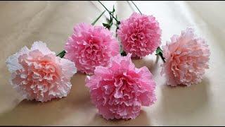 How to make Carnation Paper Flower #4 - Làm Hoa Cẩm Chướng Bằng Giấy Nhún - Lana Paper Flowers