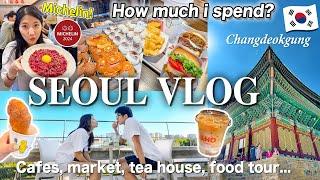 KOREA VLOGHow much I spend in a day in SeoulGwangjang Market｜Changdeokgung Palace｜ Cafes+Michelin