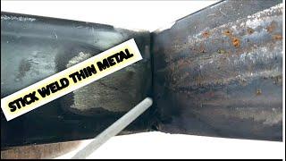 Welders secret technique on thin metal 6013. Stick welding thin square tube