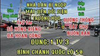 Nợ quá bán nhà mặt tiền quốc lộ 50 bình Chánh vào 7x21 đúng 1 tỷ 3 sổ Hồng riêng, hoàn công rồi,