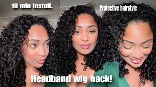 My updated curly hair routine using a headband wig as a half wig !+ Chit chat .