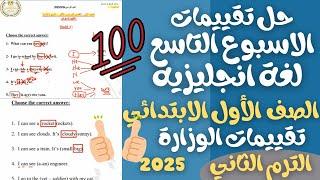 حل تقييم الاسبوع التاسع انجليزي للصف الأول الابتدائي الترم الثاني 2025