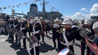 The Band of HM Royal Marines Plymouth Freedom of Poole Parade - HMS Cattistock