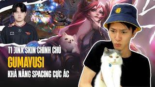 GUMAYUSI CARRYS THE MAIN JINX SKIN WITH EXTREMELY EVIL SPACING CAPACITY CAUSING NEARLY 2K DAMAGE/MIN