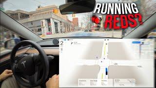 Running Reds? Tesla FSD 13.2.6 Downtown Stress Test Drive