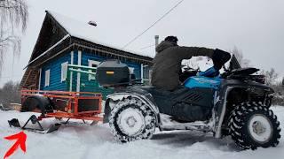 СОСЕДИ  В ШОКЕ! ПРИЦЕП НА ЛЫЖАХ ПОЕХАЛ В ЗИМНИЙ ЛЕС!